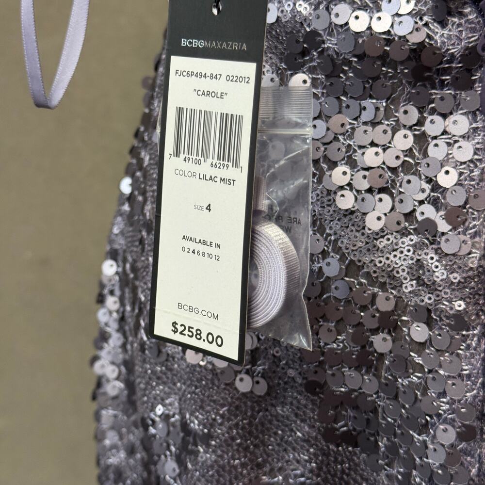 Poshmark Title: NWT BCBGMaxAzria Carole Sequin Strapless Dress 4 Lilac - Picture 8 of 8